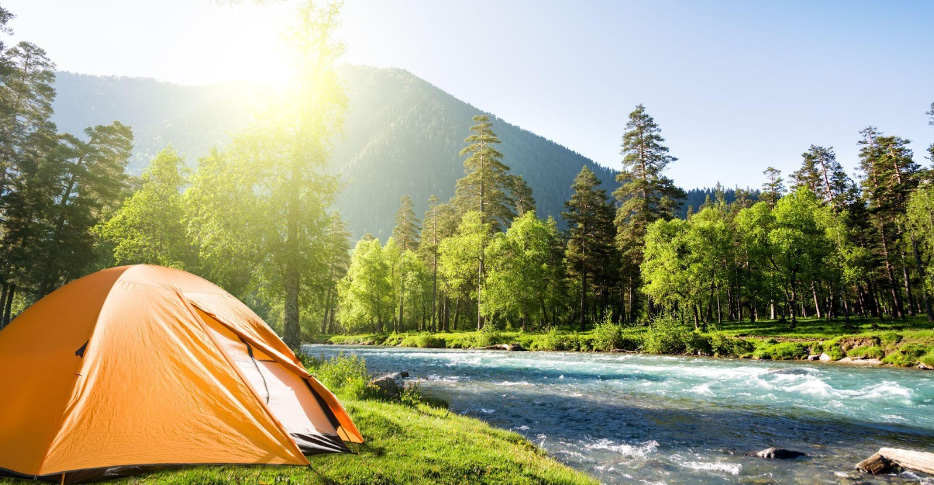 Outdoor Camping under hot sun