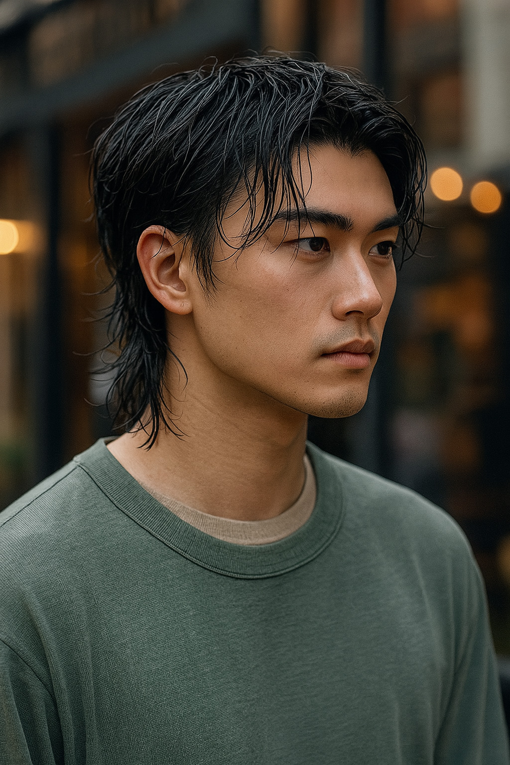 Wet-Textured Mullet